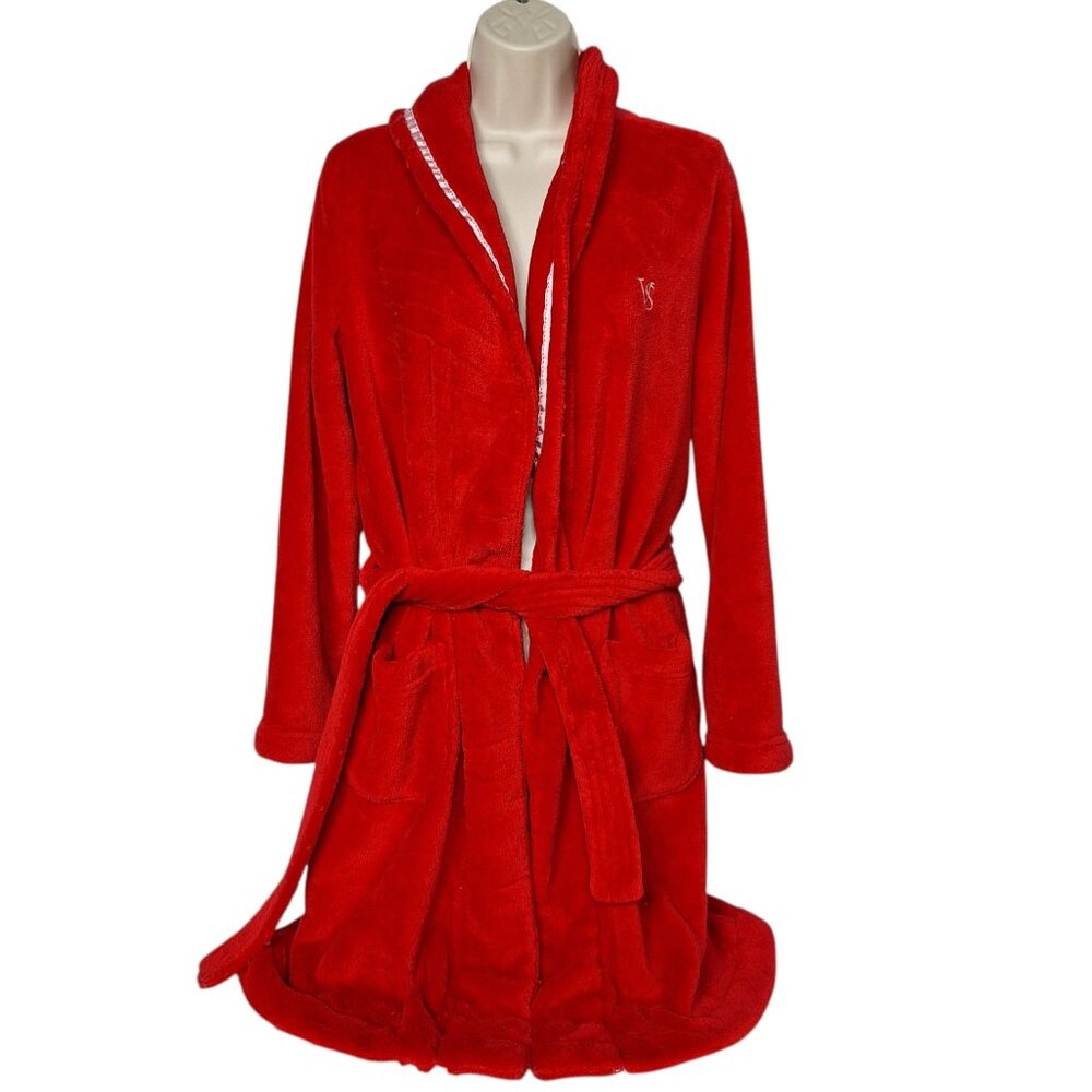 Victoria's Secret Red Plush Fleece Robe Small